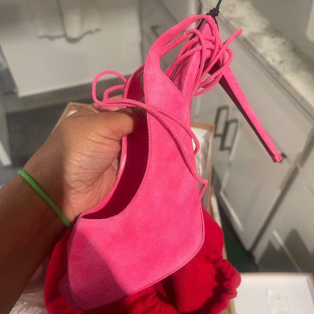 Christian Louboutin LACE UP NVP 120 Suede Platform Heels Sandals Shoes